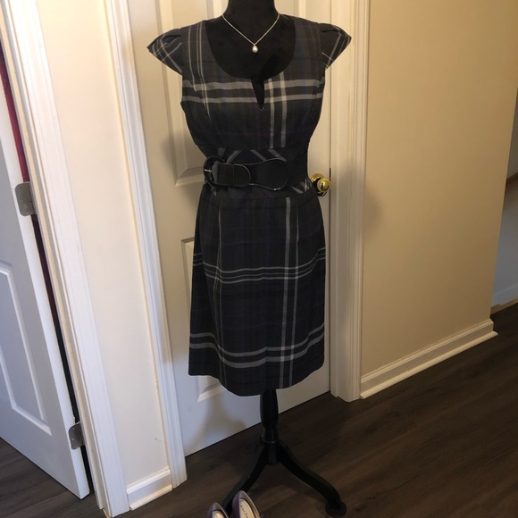 Karin Stevens brand grey/purple plaid dress - Picture 1 of 7